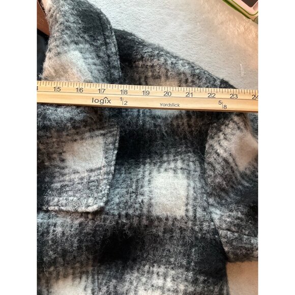 Banana Republic Womens Large P Coat Italian Wool Blend Plaid Check Double Breast - Picture 6 of 15